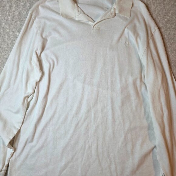 Polo Ralph Lauren White Long Sleeve Polo Shirt Men’s Size L 100% Cotton Vintage - Picture 2 of 8